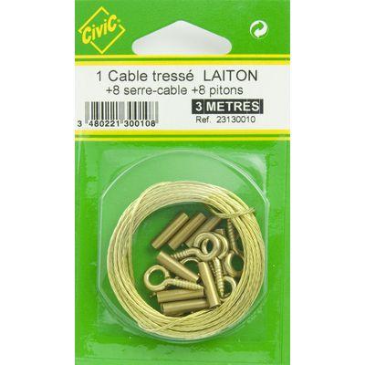 Kit d'accrochage par câble acier laitonné